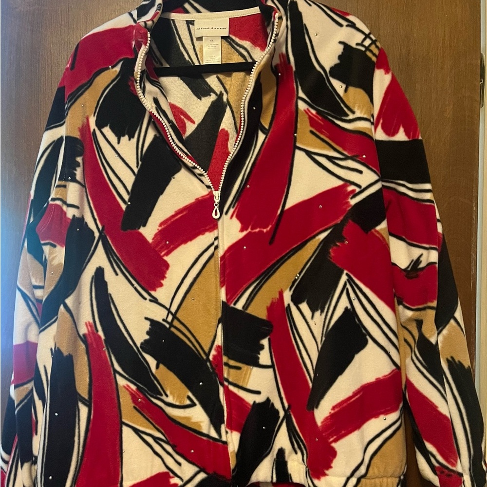 Alfred Dunner Colorful Abstract Zip-Up Jacket
